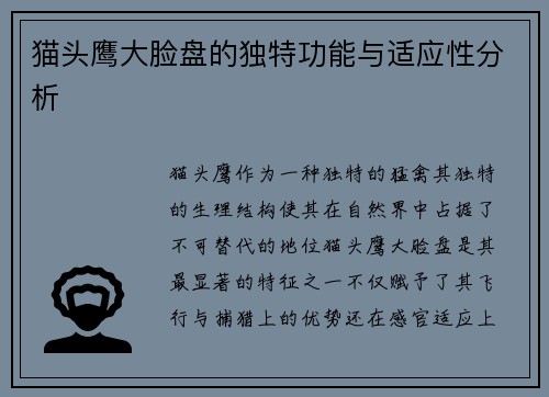猫头鹰大脸盘的独特功能与适应性分析